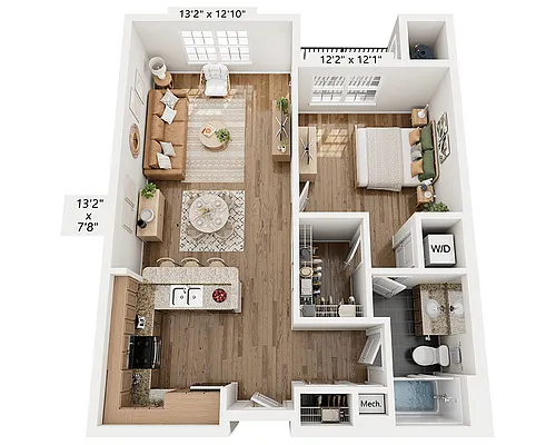 Floor plan One Bedroom A1A