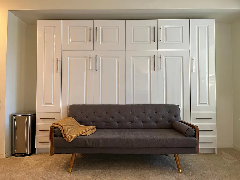 Wall bed folds up for daytime use