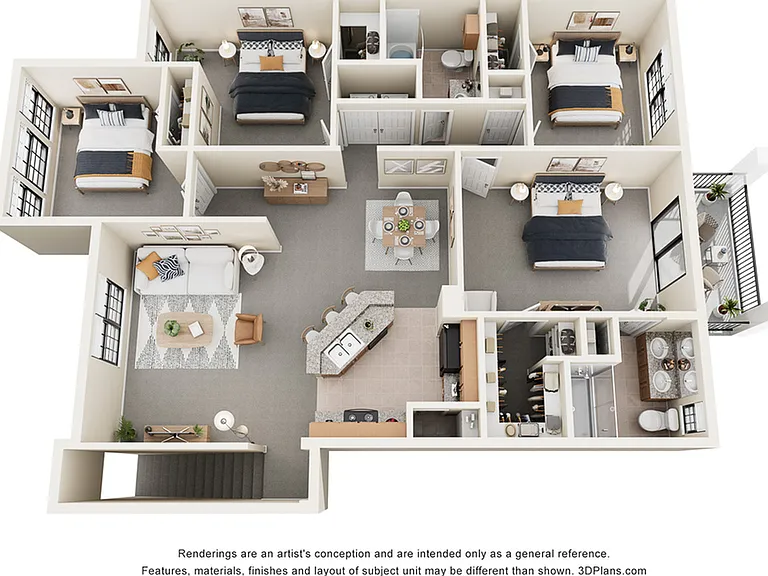 The Boardwalk Floor Plan | 4 Bedroom Apartment in Fort Worth with 2 Bath | 1557 sq ft | Enclave on Golden Triangle The Boardwalk Floor Plan | 4 Bedroom Apartment in Fort Worth with 2 Bath | 1557 sq ft | Enclave on Golden Triangle