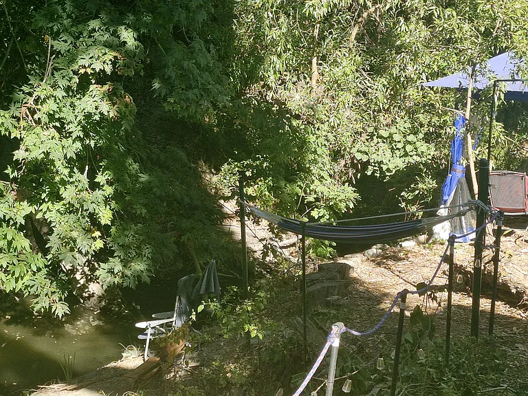 stream and gazebo