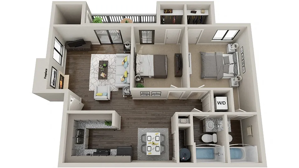 Floor plan Two Bedroom and Two Bath
