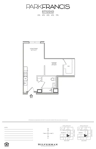 Floor plan Studio / Alcove 75 Line