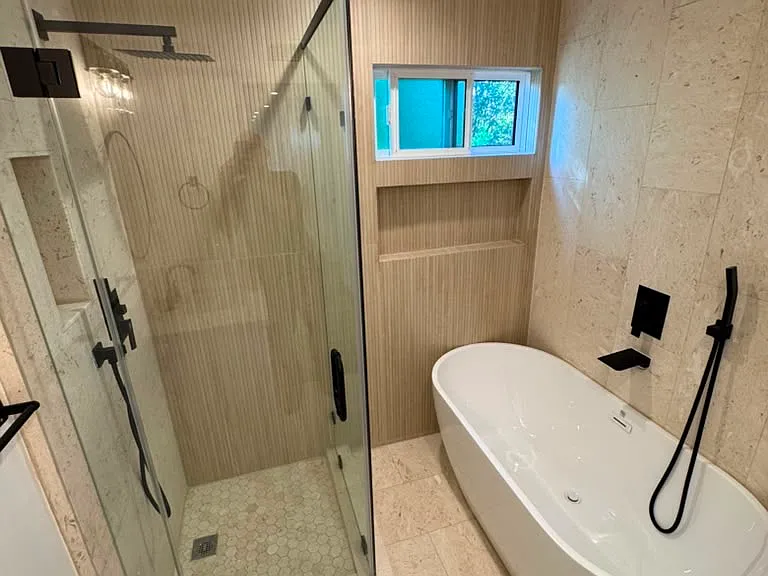 Bathroom 2 with shower and stand alone tub