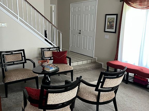 living room and front entry