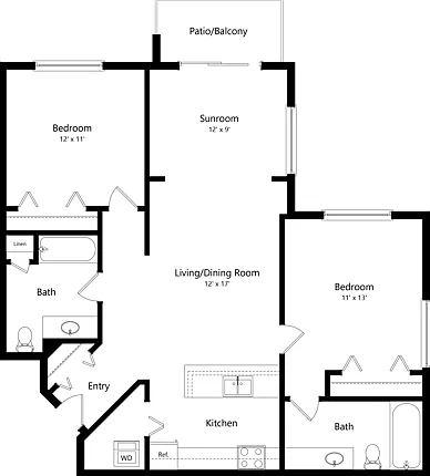 Floor Plan D | Riverwood Apartments | Apartments in Kenosha, WI Floor Plan D | Riverwood Apartments | Apartments in Kenosha, WI