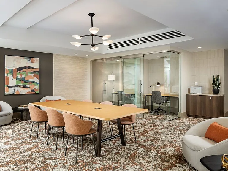 Resident lounge with private work pods
