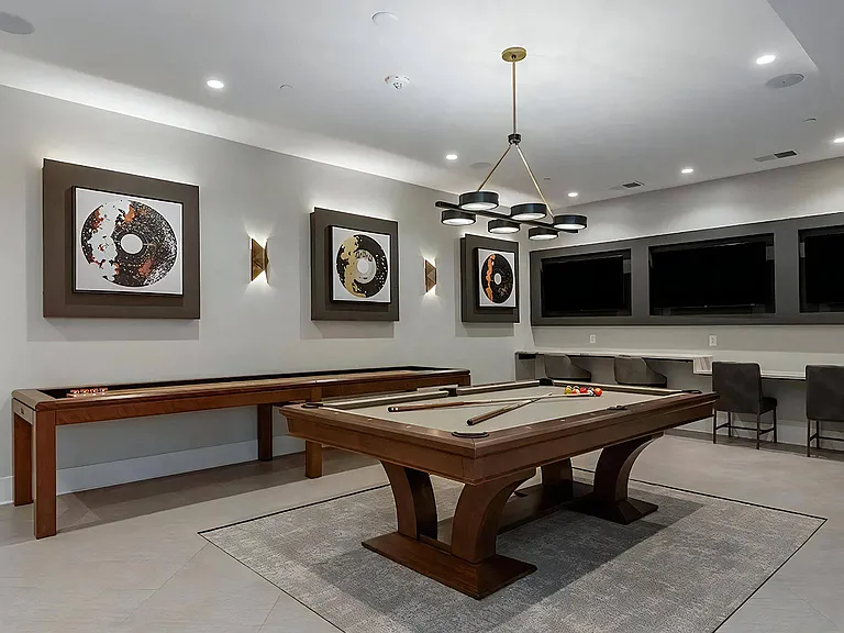 Game Room with Shuffle Board and Pool
