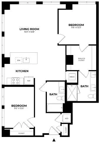 Floor plan 2 Bed/2 Bath-C25