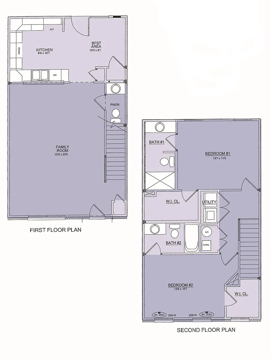 Floor plan 2 Bedroom Townhome