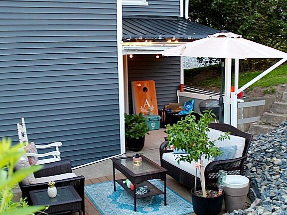 Side patio is a great space in the summer time