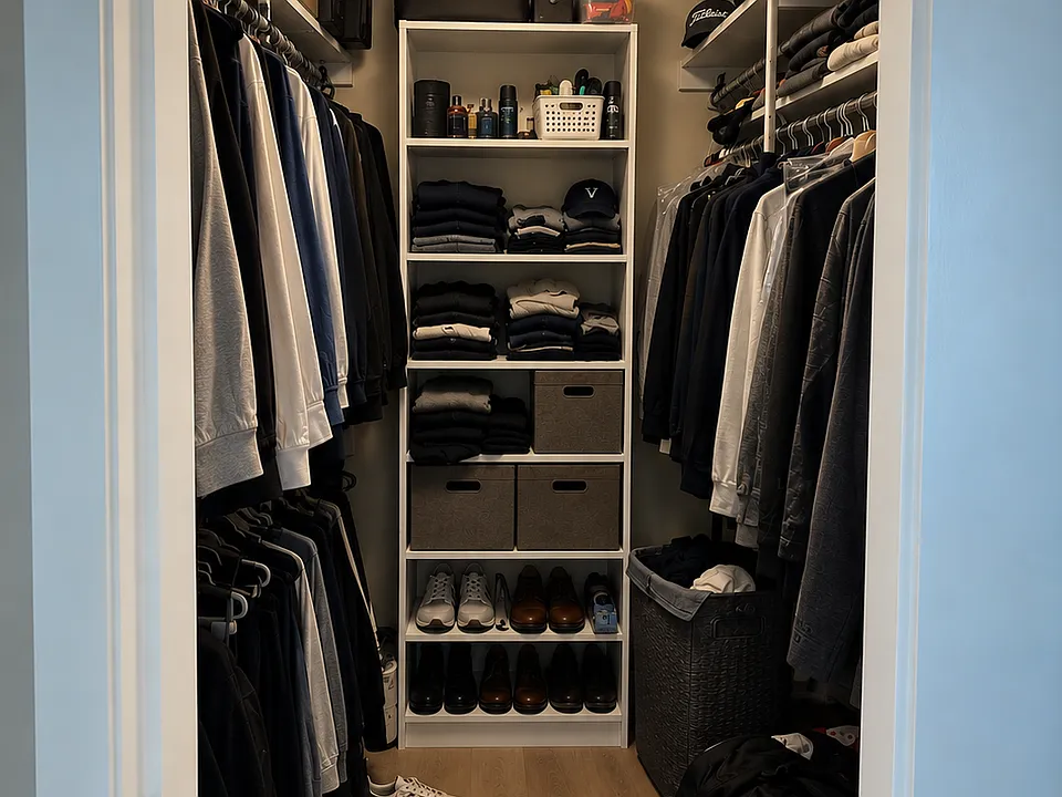 Primary bedroom walk-in closet (1 of 2 closets in primary bedroom)