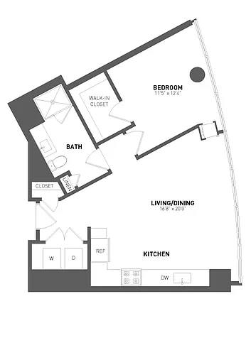 Floor plan 1 Bed 1 Bath-A12
