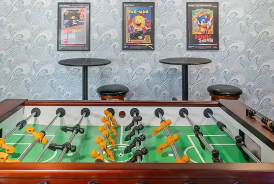 Adults and kids will have loads of fun playing hanging in the game room with a foosball table, darts, arcade, giant Jenga, and TV. - 4354-56 Clairemont Dr