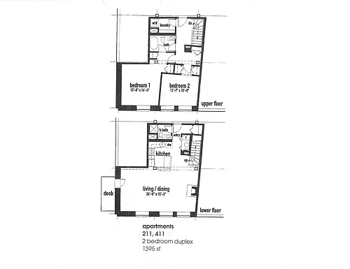 Floor plan 2 Bedroom - 2 Bathroom (Duplex)
