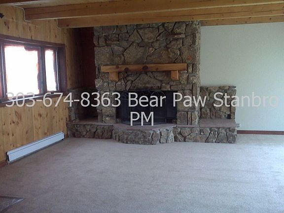 Stone wood burning fireplace