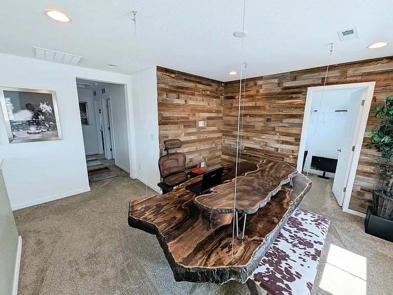 Upstairs loft with floating desk