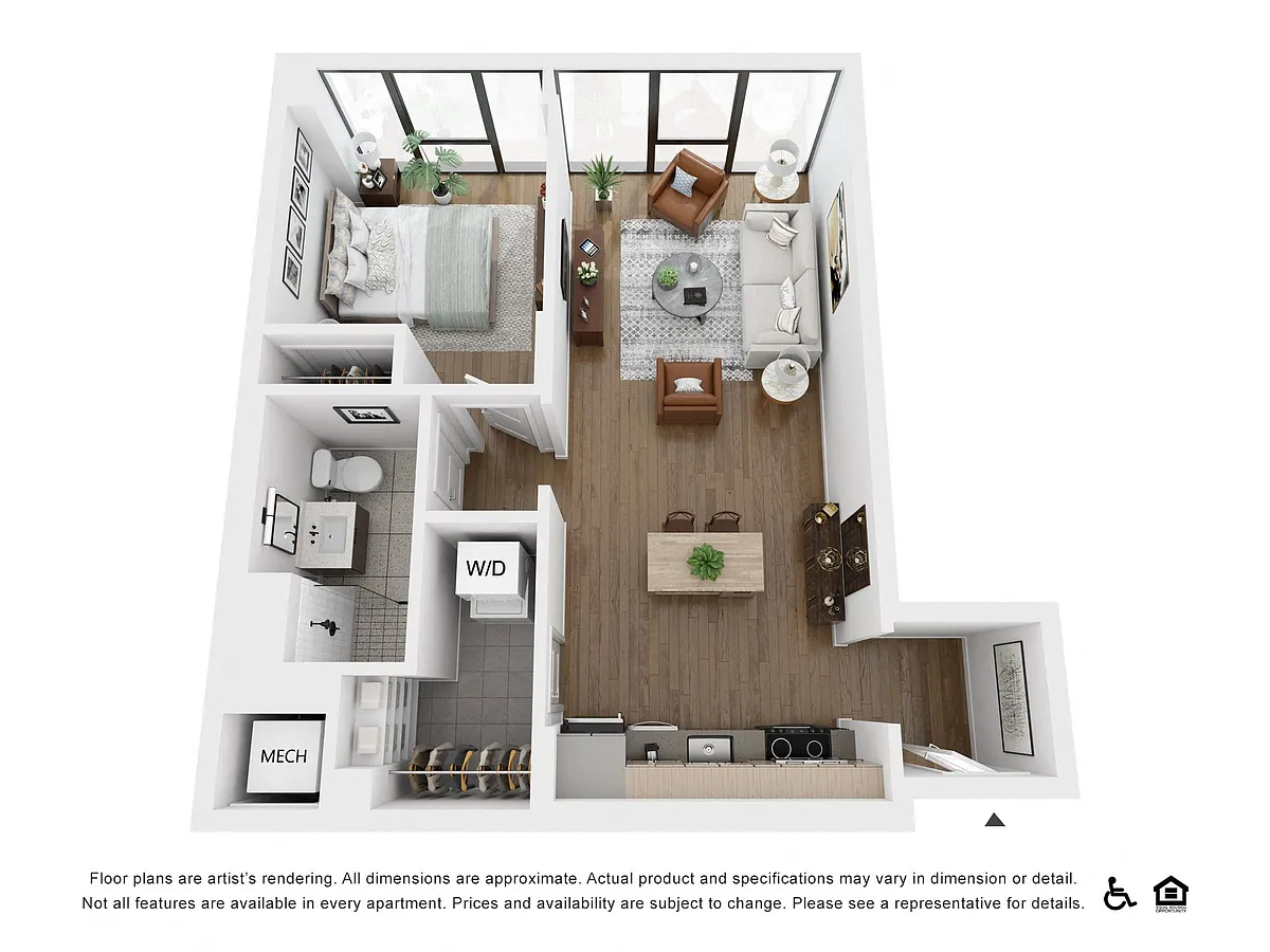 Floor plan One Bedroom 1A