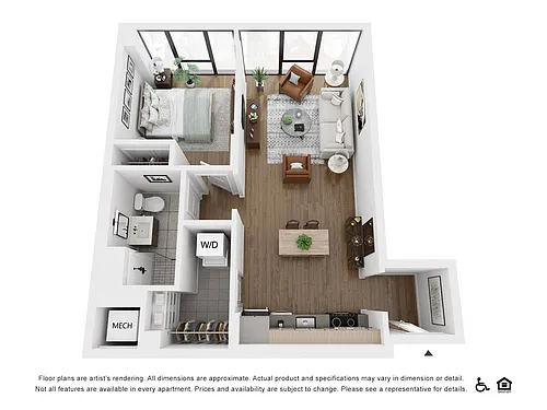 Floor plan One Bedroom 1A