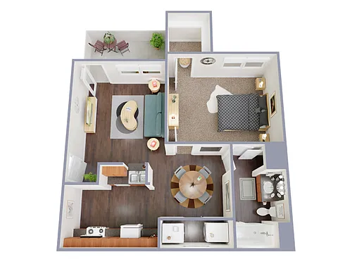 Floor plan 1 Bed, 1 Bath (60% Income Restricted)