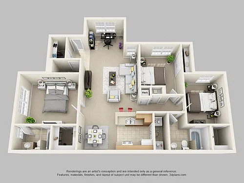 Floor plan 3 Bedroom 2 Bath Market
