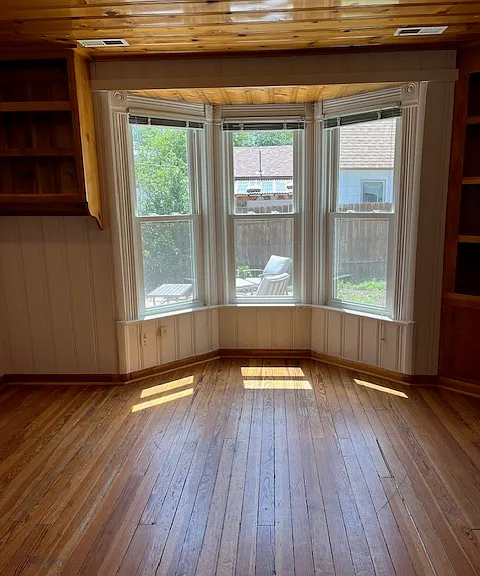 bay window in living room.