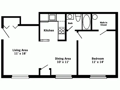 Floor plan 1BR/1BA