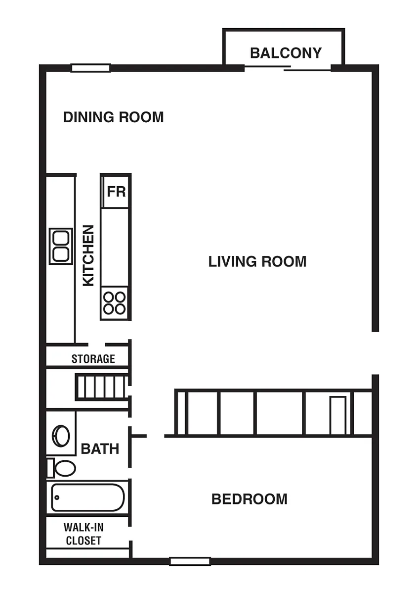 Floor plan 1 Bedroom/1 Bathroom