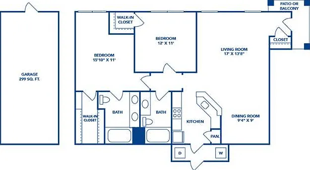 2 Bedroom | 2 Bath | 1133 SF | Attached Garage 2 Bedroom | 2 Bath | 1133 SF | Attached Garage