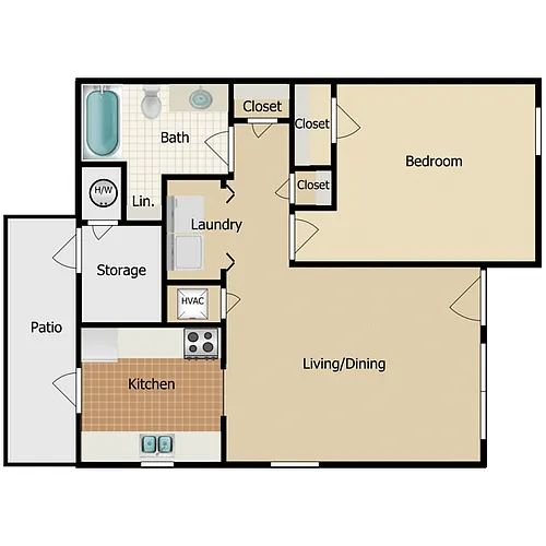 Floor plan 1 Bedroom 1 Bath