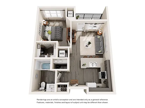 Floor plan 1B - 1 Bedroom