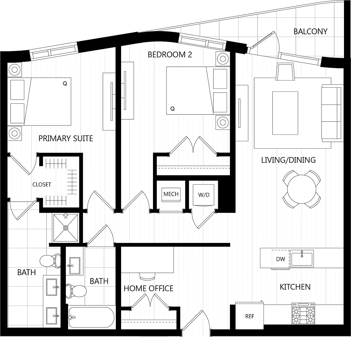 Floor plan 2 Bed/2 Bath-I2M