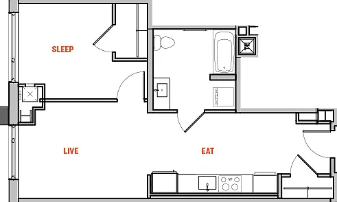 The Eddy - W - 1 Beds - 1 Baths - 613 Sq. ft.