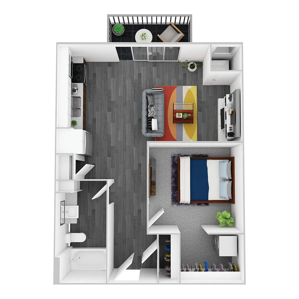 Floor plan 1 Bedroom Alcove B