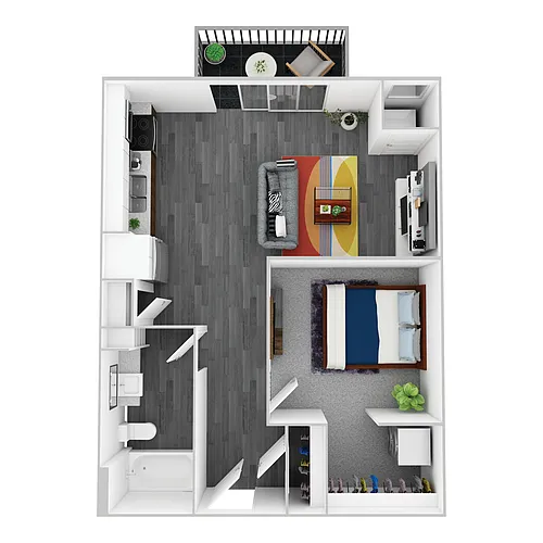 Floor plan 1 Bedroom Alcove B