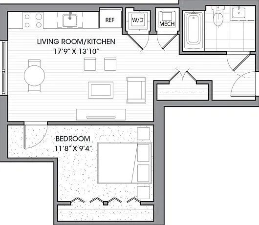 One Bedroom One Bath (608 SF) One Bedroom One Bath (608 SF)
