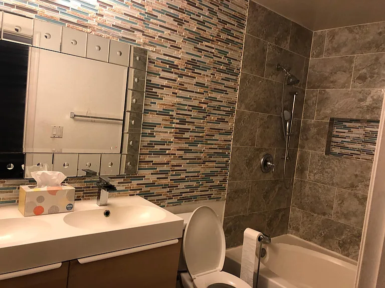 Newly remodeled bathroom with unique design