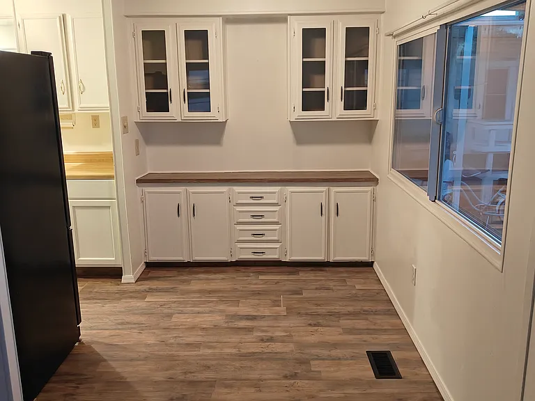 Dining room with built-in cabinets
