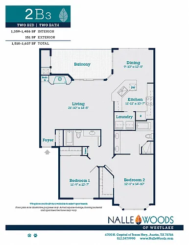 Floor plan Two Bedroom Two Bath-2B3