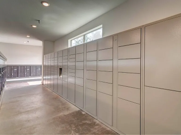 24-hour electronic package lockers and mail center access.