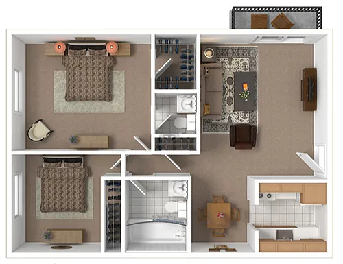 Floor plan 2 Beds | 1.5 Baths S