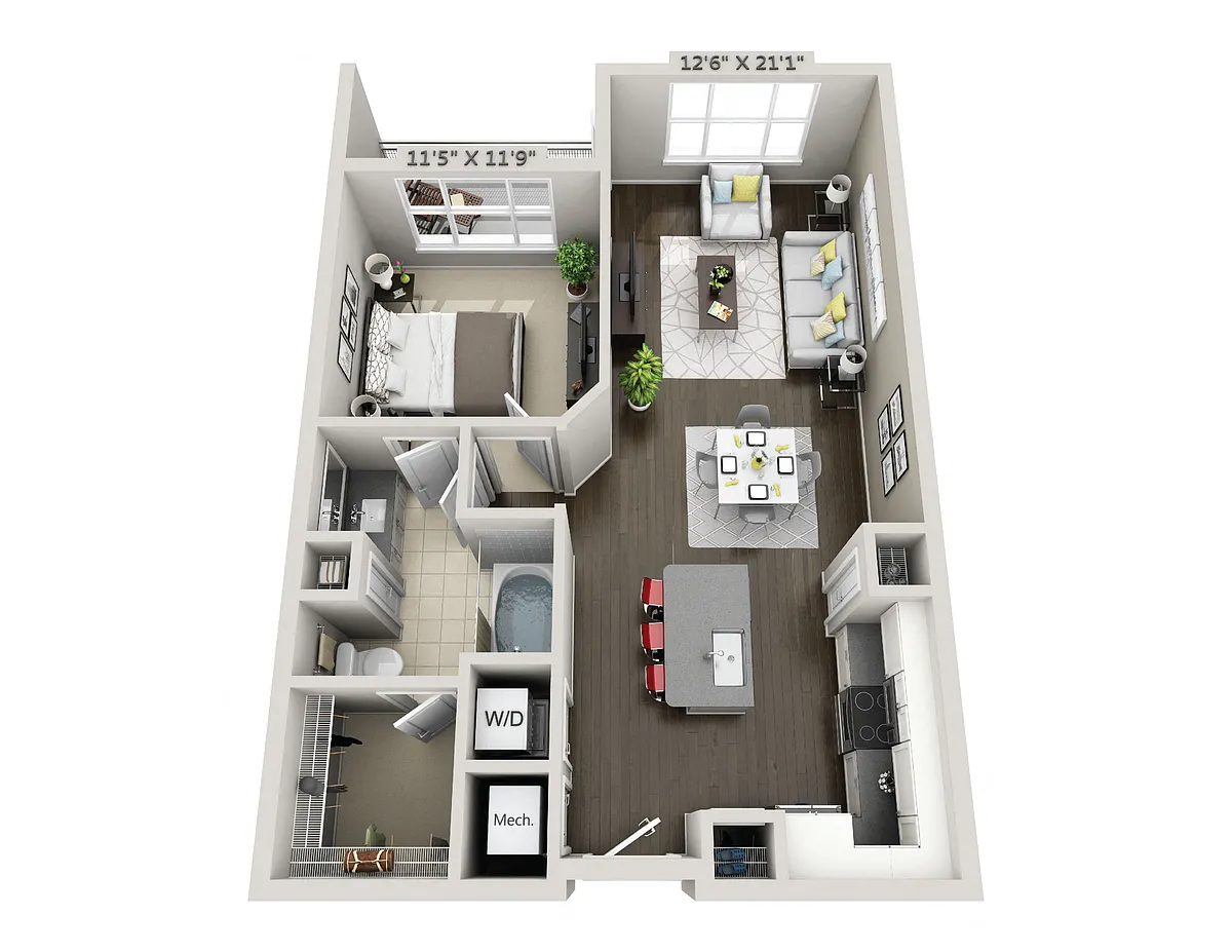Floor plan B4 1 Bedroom 1 Bath