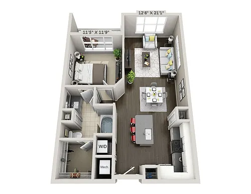 Floor plan B4 1 Bedroom 1 Bath