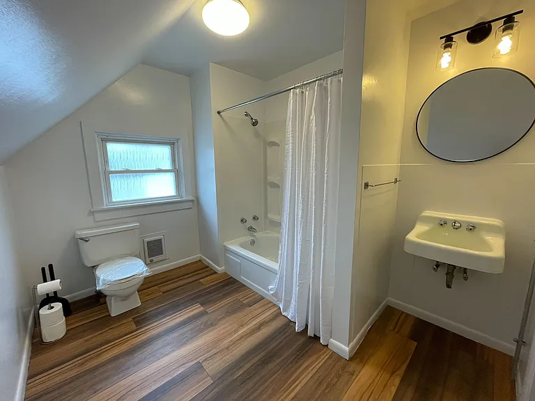 bathroom with new tub insert