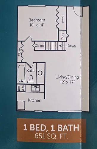 Floor plan 1 bedroom Townhome