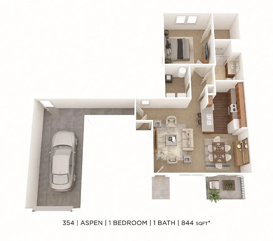 Floor plan One Bedroom- 844 sqft