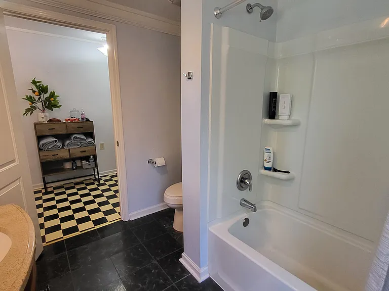 Bathroom with newer tub