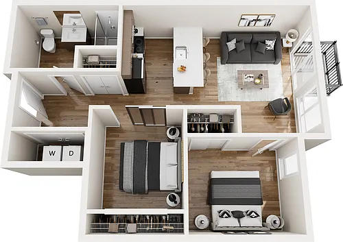 Floor plan ADA One Bed + Alcove + Balcony M1