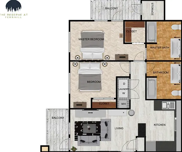Two Bedroom 2D Floor Plan Two Bedroom 2D Floor Plan