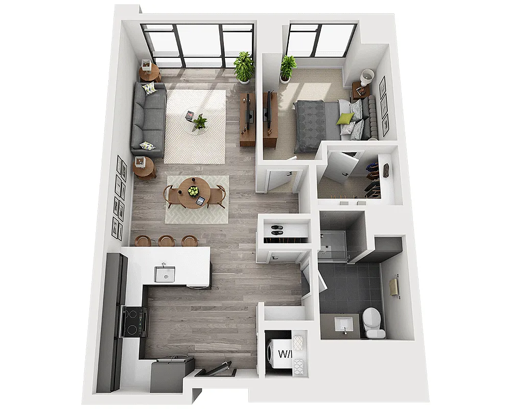 Floor plan One Bedroom A1AS