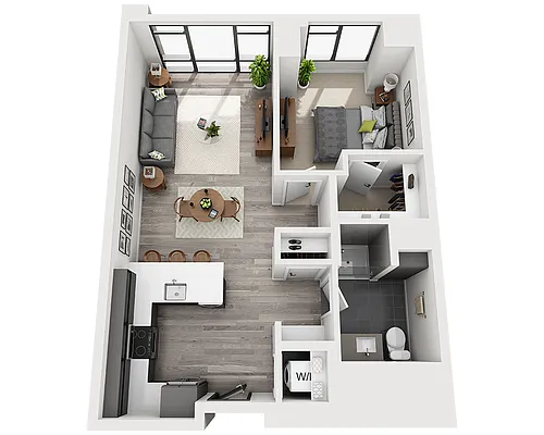 Floor plan One Bedroom A1AS